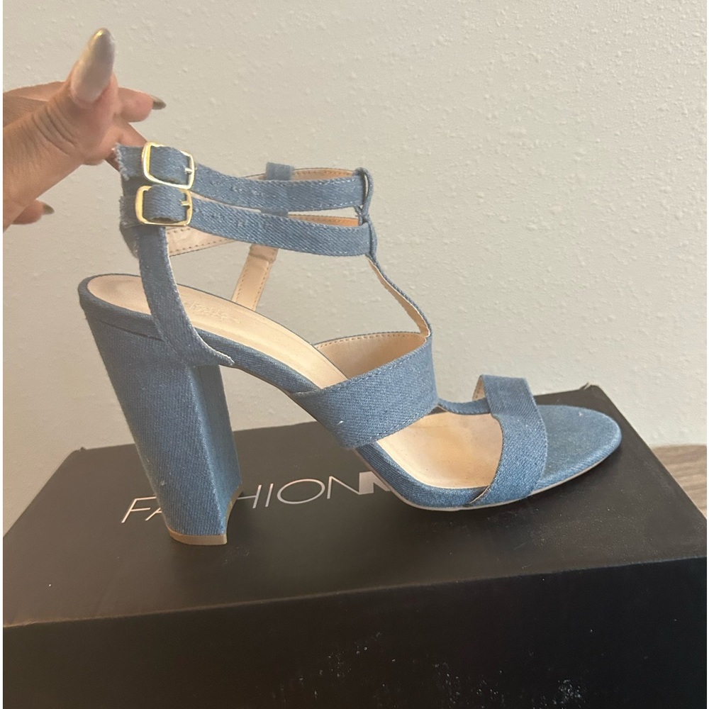 Denim Ankle Strap Shoes